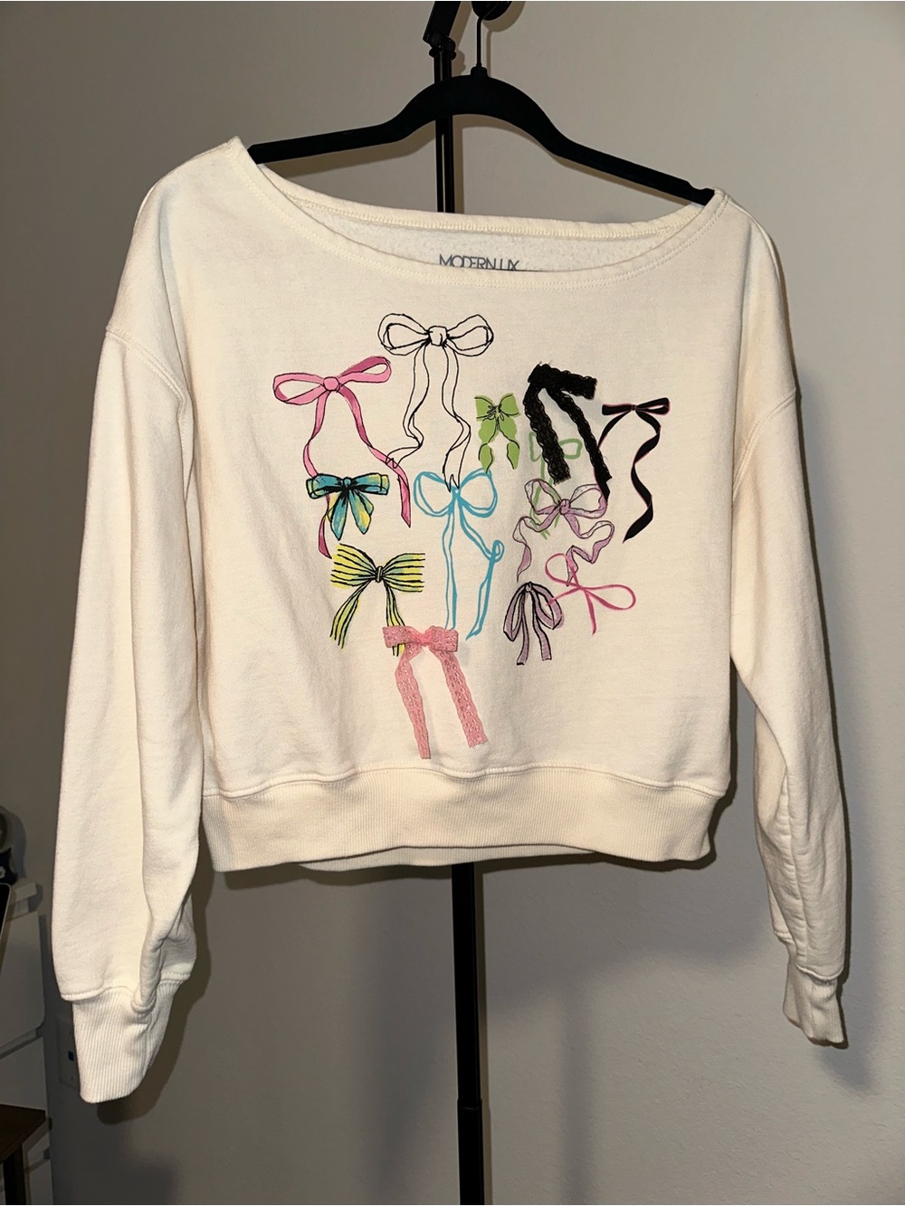 Modern Lux White Top with Black Bow Detail